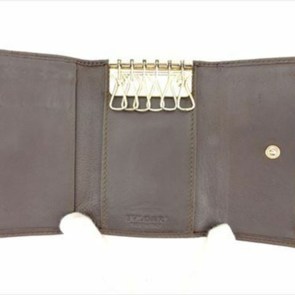 Bvlgari Key case Key holder Brown Canvas Leather Woman Authentic Used F1387 - Picture 5 of 8